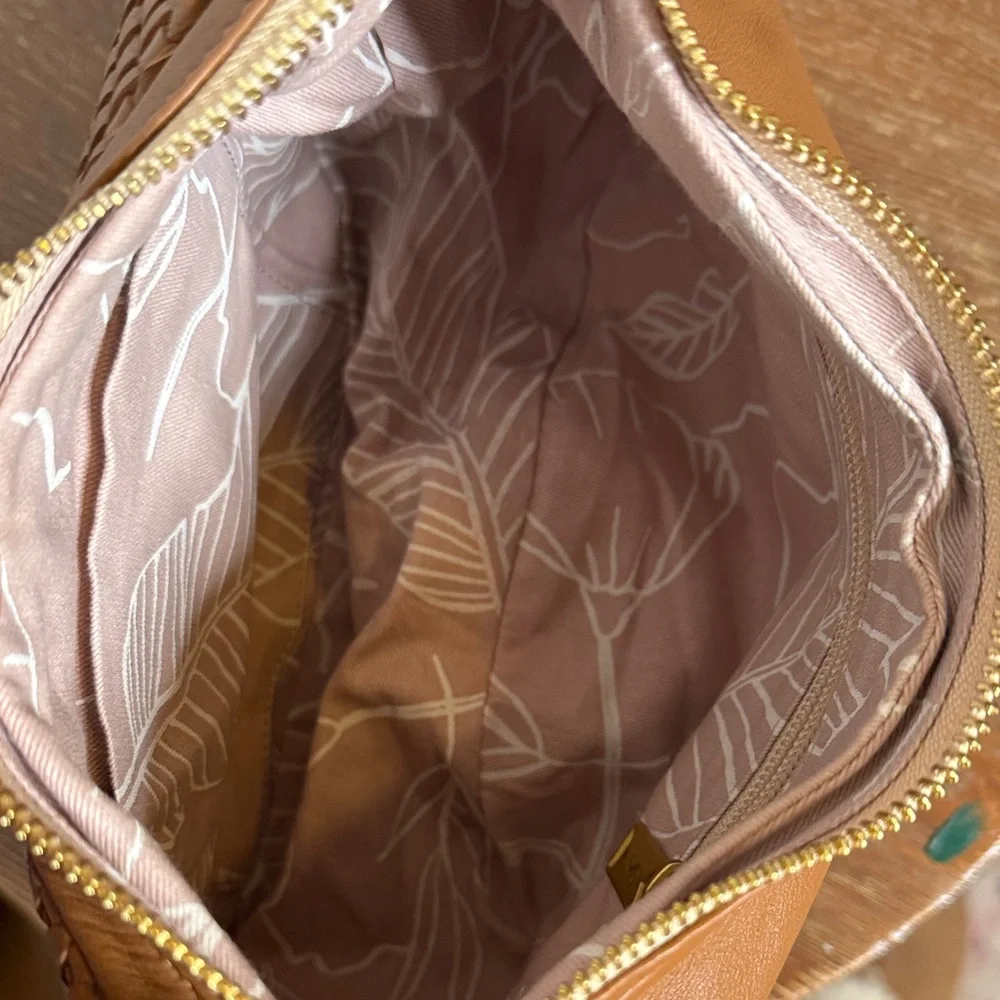 Sseko Tan Woven Leather Shoulder Bag